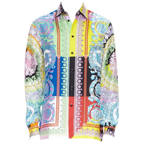 versace silk floral barocco|Versace barocco shirts.